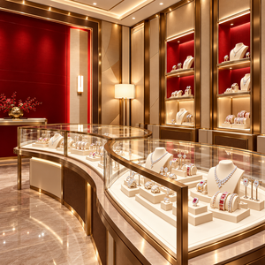 Diseño de Interiores de Boutique de Joyería de Lujo de Alta Gama, Mueble de Exhibición de Joyas con Diamantes y Piedras Preciosas Personalizado - Product Image 2