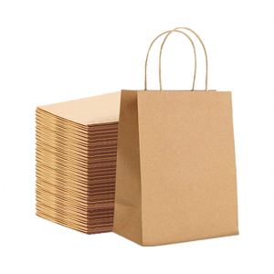Bolsas de Regalo Ecológicas de Papel Kraft Marrón de 130 g/m², Pequeñas, 18x24x8 cm, con Asas, para Navidad, Cumpleaños y Fiestas - Product Image 1