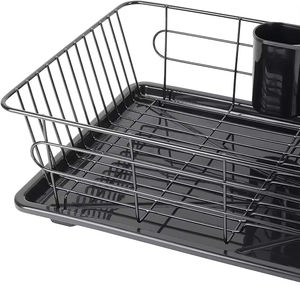 Cesta de escurridor de platos de metal con bandeja Estante de secado de platos naranja para flujo de tipo horizontal - Product Image 1