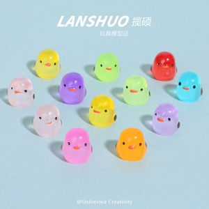 Figura de pollito de resina transparente Lanshuo, brilla en la oscuridad, muñeco de dibujos animados, decoración de escritorio, accesorios de joyería DIY - Product Image 4