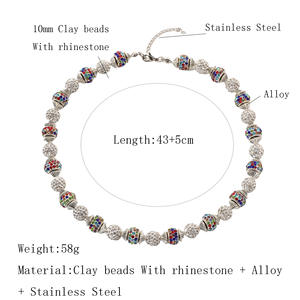 Collier en pâte polymère inspiré de <span class=keywords><strong>la</strong></span> boule <span class=keywords><strong>disco</strong></span> avec strass colorés en gros, collier ras du cou pour hommes et femmes, cadeau sportif - Product Image 6