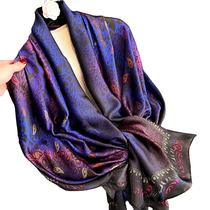 Scarf sublimation printing custom design logo neck gaiter women purple tie-dye null silk scarves long scarf manufacturers