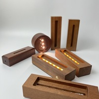 Lampe de nuit créative en bois massif et acrylique avec base éclairée, petite lampe de nuit DIY LED rectangulaire, minimalisme moderne, utilisation au bureau