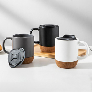<span class=keywords><strong>Taza</strong></span> de Café de Cerámica de 12 oz con Tapa Antiderrames y Base de Corcho para que Mamá y Papá Disfruten de Latte, Té y Café al Aire Libre - Product Image 2