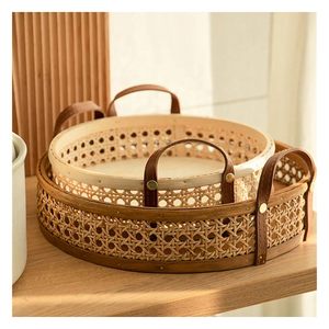 Grand plateau de service en corde de rotin et jute tissé à la main, décor durable et élégant pour l'herbe de mer rustique et côtière moderne - Product Image 2