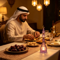 Ensemble de 3 lanternes en verre Ramadan, best-seller, lampe de nuit LED, lampe de table, style islamique, décoration de table de mariage