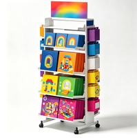 Espositore Mobile Bifacciale per Libri e Giocattoli, Stand Espositivo Educativo per Bambini per Negozi al Dettaglio, Espositore per Blocchi da Costruzione