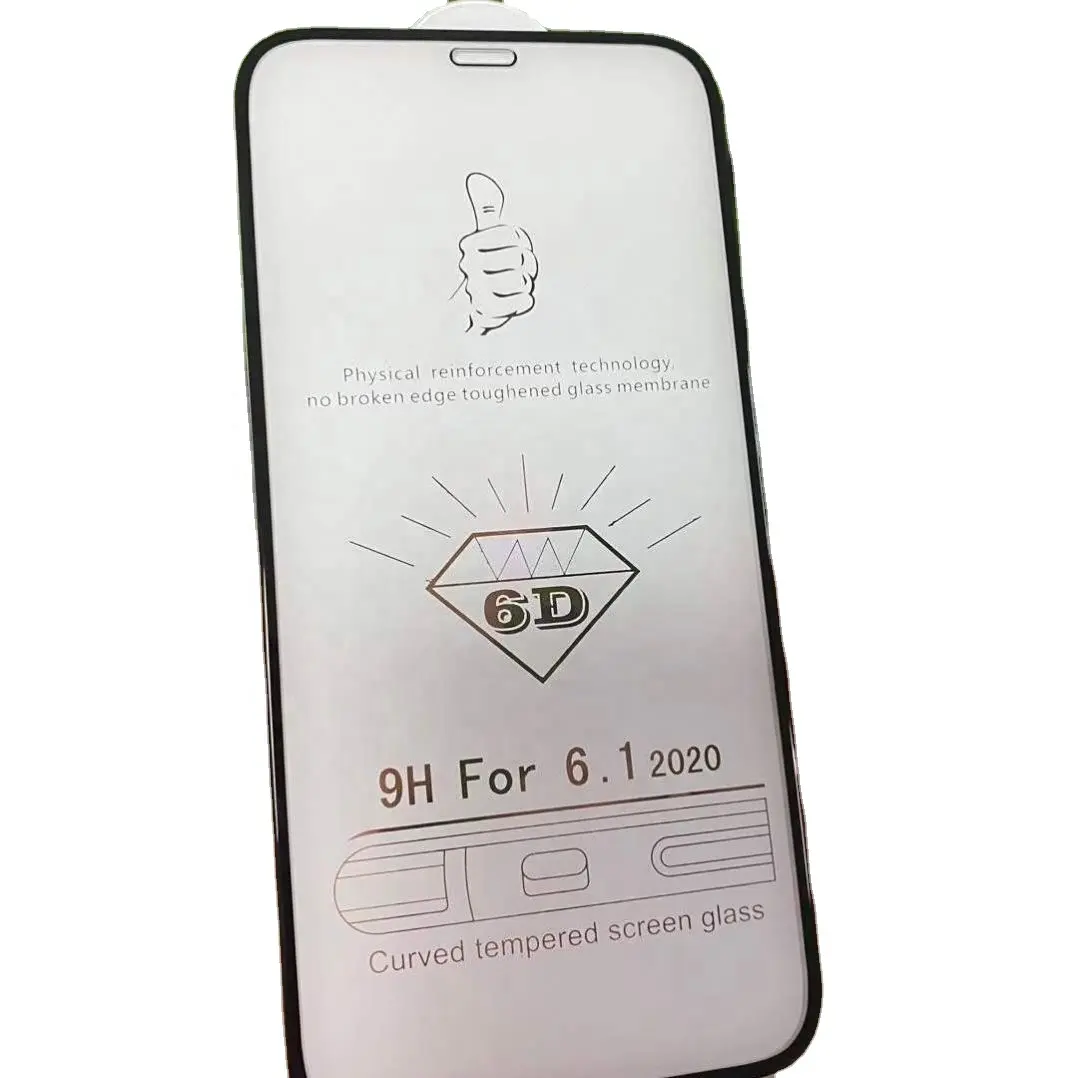 High-end 9H strength super-smooth arc edge 6D Full cover Cold carving Etching tempered glass screen protector For iphone 13 14