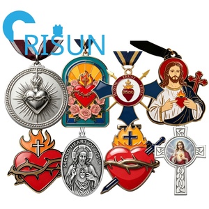 Medallón Religioso Católico, Recuerdo, Colgante, Amuleto, Cruz, Crucifijo, Sagrado Corazón de Jesús, Medallas Personalizadas - Product Image 1