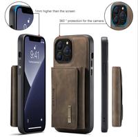 Étui à double fermoir magnétique détachable en cuir pour iPhone 15 Pro Max/14/13 Sleeve