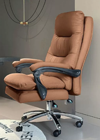 Chaise de bureau rotative en cuir avec coussins de jambe Chaise de jeu exécutive familiale de style moderne, ergonomique, confortable et douce