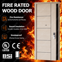 Porte coupe-feu standard américaine pour appartement, portes intérieures en bois résistantes au feu, portes coupe-feu résidentielles homologuées UL pour hôtel