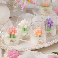HomeFlower Lover Blumenglas-Kerzen im Glas, Atmosphärische Duftkerzen-Geschenkbox, Tulpenförmige Handkerzen in Blumenform