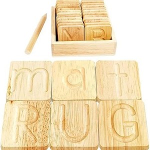 Juego de tablas de práctica de letras con ranuras de madera para educación temprana de 3 a 6 años, juguetes de dibujo unisex, material de pino - Product Image 3