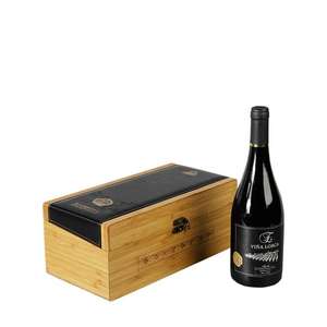 Caja de Regalo para Vino de Bambú Natural Reciclable Personalizada DS con Forma Cúbica y Cuero PU - Product Image 1