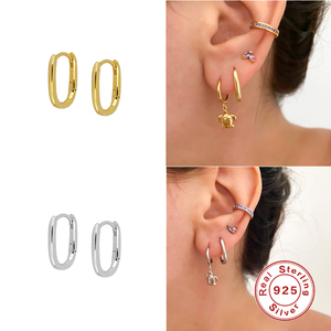 Boucles d'oreilles créoles ovales brillantes en argent sterling S925 pour femmes 2021 - Product Image 5