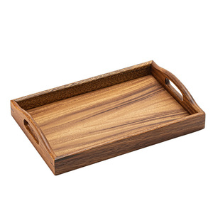Walnut Wood Serving <b>Tray</b> Set Solid Wood Rectangular <b>Tea</b> <b>Tray</b> With Handles For Home Kitchen Dining - Product Image 5