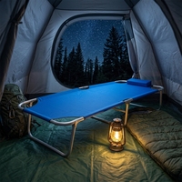 Lit pliant simple camouflage vert foncé à carreaux, portable, durable, en acier, pour extérieur, camping, hôpital, escortes, bureau, sieste, jardin, repos prolongé