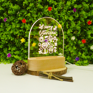 Oval Acrílico Santa 6 <span class=keywords><strong>Regalo</strong></span> USB Madera <span class=keywords><strong>Regalo</strong></span> promocional Set Luz nocturna Lámpara romántica base <span class=keywords><strong>Regalo</strong></span> <span class=keywords><strong>de</strong></span> Navidad - Product Image 6