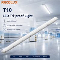 Luminaria LED Tri-Proof de 180lm/W IP65 con CCT e interruptor de potencia ajustables, resistente al agua, para garajes y almacenes