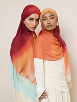 Nouveau hijab en modal imprimé ombré, motif tapis persan Paisley, longue écharpe châle pour femmes musulmanes, mode modeste, bleu bordeaux