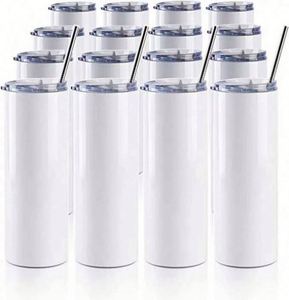 New Style Colorful Matte Sublimation Double Walled Insulated <b>20</b> <b>oz</b> Sublimation Tumbler Straight with Straws - Product Image 1