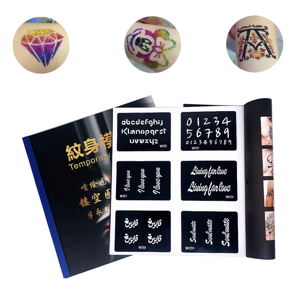 wholesale customization universal reusable high quality tattoo sticker party henna stencils sticker