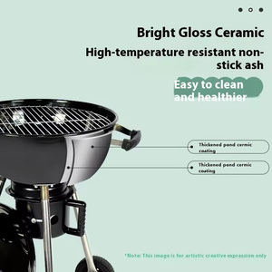 18.5 pollici all'aperto campeggio americano barbecue griglia profondo disegnato Apple cortile stile con termometro per brasato cibi arrostiti - Product Image 4