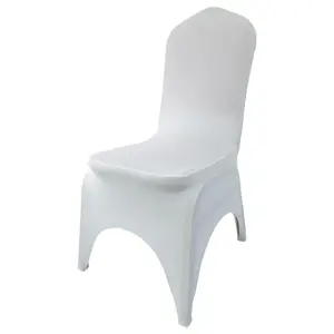 Beyaz dört tarafı kemer Spandex sandalye kılıfı düğün ziyafet parti otel koltuk dekorasyon için
