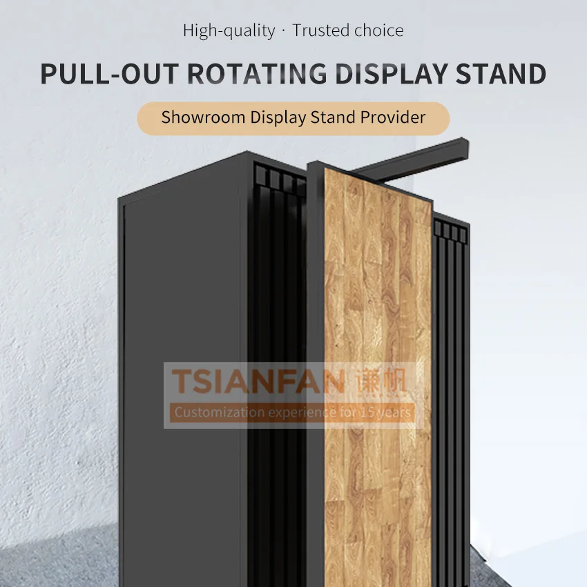 Customized Flooring Display Racks For Sale Tile Sliding Rack Rotate Wood Floor Metal Rack Wooden Flooring Display Stand Showroom