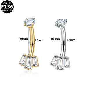 Anneau de nombril floral en alliage de titane G23 de qualité médicale, bijoux de piercing pour femmes - Product Image 3