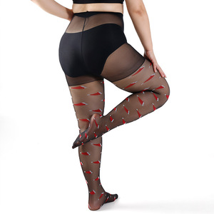 Collants Jacquard <span class=keywords><strong>Femme</strong></span> Grande Taille 30 Deniers à Motif Père Noël Transparent Personnalisé, Taille Haute avec Bout Renforcé - Product Image 2