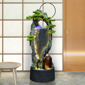 Chinese Style Floor Standing Water Fountain Resin Rockery Landscape Decor With Led Light For Living Room Office <b>Humidifier</b> - Product Image 1