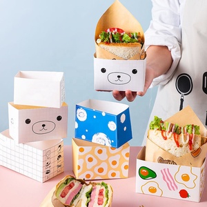 Boîte d'emballage carrée en papier kraft jetable, écologique, recyclable, imperméable, avec logo personnalisé, pour pâtisserie, desserts, sushis, aliments pour animaux de compagnie - Product Image 2