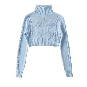 <b>Women's</b> Long Sleeve Slim Fit Knitted Sweater New Fashion Trends Casual <b>Turtleneck</b> <b>Top</b> with Solid Color <b>for</b> Winter - Product Image 4