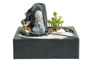 Fontana a Cascata con Sfera Rotante e Riso, Statua in Vetro di Buddha Maitreya con Oro, Decorazione <span class=keywords><strong>per</strong></span> la Casa - Product Image 5