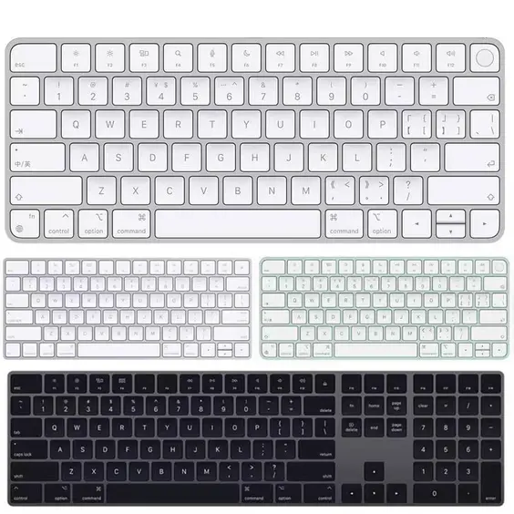 Keyboard Magic iMac nirkabel, dengan ID Sentuh 2nd US UK SP LA RU tata letak perak Putih Hitam