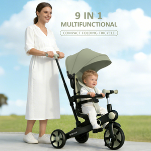 Tricycle enfant pliable multifonction 8-en-1 de luxe, personnalisable OEM, le cadeau populaire, <span class=keywords><strong>draisienne</strong></span>, poussette - Product Image 3