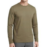 T-shirt à manches longues de luxe uni, prix d'usine, haute qualité, en coton double mercerisé, pour homme