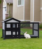 Cage à lapins en bois, extérieure et intérieure, poulailler à 2 étages, cage à cochon d'Inde sur roues, toit imperméable