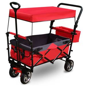 Carrito de Mano Plegable para Jardín, Portavasos, Fácil de Montar, con Reflectores, Ruedas Silenciosas, Ligero para el Parque - Product Image 1