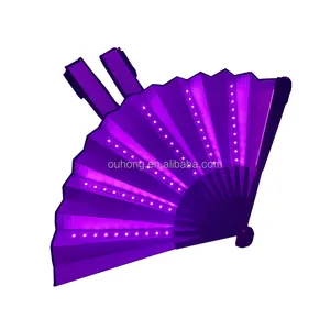 Factory Hot Sale Party Props Led Single Light Pink Folding Rave Flash Folding Hand Held Fan