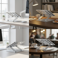 NBJOHNSON Nouveau support d'ordinateur portable réglable avec base rotative à 360°, rehausseur ergonomique pliable et portable en acier au carbone, modèle exclusif