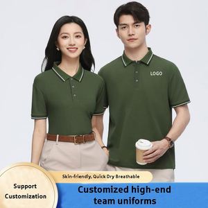 T-shirt pour homme avec logo brodé personnalisé, col contrasté, mélange coton et polyester, publicité d'entreprise, polo de travail - Product Image 2