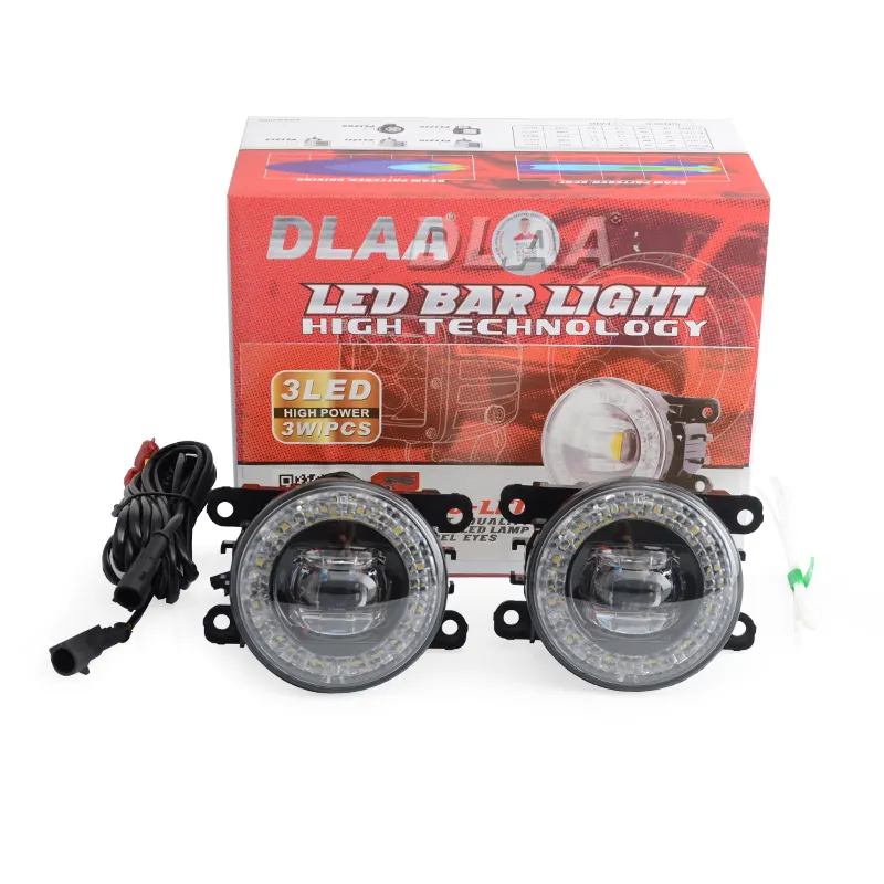 مصابيح ضباب LED عالمية من DLAA مصباح ضباب بوظيفة 2in1 وضوء تشغيل نهاري مع تصميم جهاز عرض