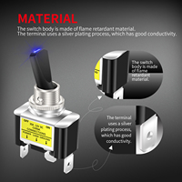 Interruptor de palanca eléctrico de alta resistencia de 12 mm SPST de 3 pines y 12 V para automóvil, RV, camión, con iluminación LED azul, roja y verde, de encendido/apagado, para carreras