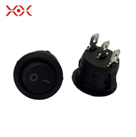 Sakelar Rocker Tipe Perahu Bulat, Lubang Kecil 20mm, Tombol Hitam, 6A 250V, Aksi ON-OFF
