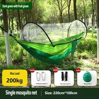 Hamac de camping et de randonnée en plein air avec moustiquaire, tissu parachute en nylon léger et haute résistance, capacité 1-2 personnes, 200 kg, 30-39 pieds