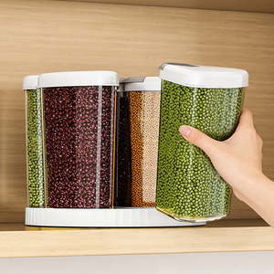 Rotating Petal Grain Storage <b>Container</b> Transparent Airtight Compartmentalized Kitchen Storage Box For <b>Rice</b> And Beans - Product Image 2