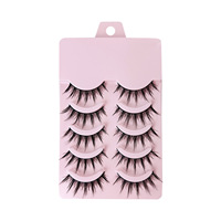 5 paires de faux cils synthétiques 3D Manga Cosplay, cils courts naturels à bande transparente, doux et réutilisables, vente en gros, fourniture d'usine
